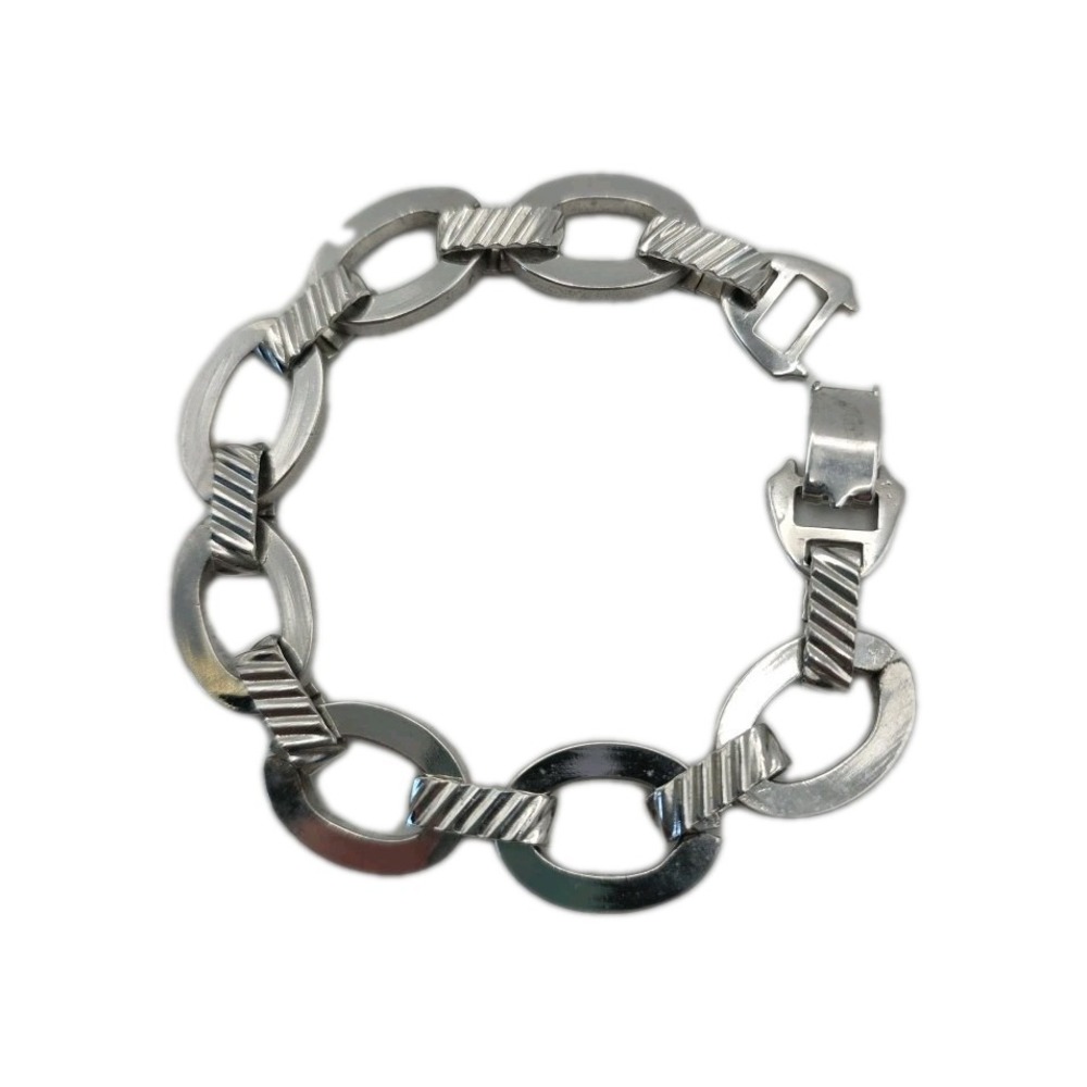 Vintage Chunky Silver Tone Oval Link Bracelet Sarah Coventry Simplicity 1970
